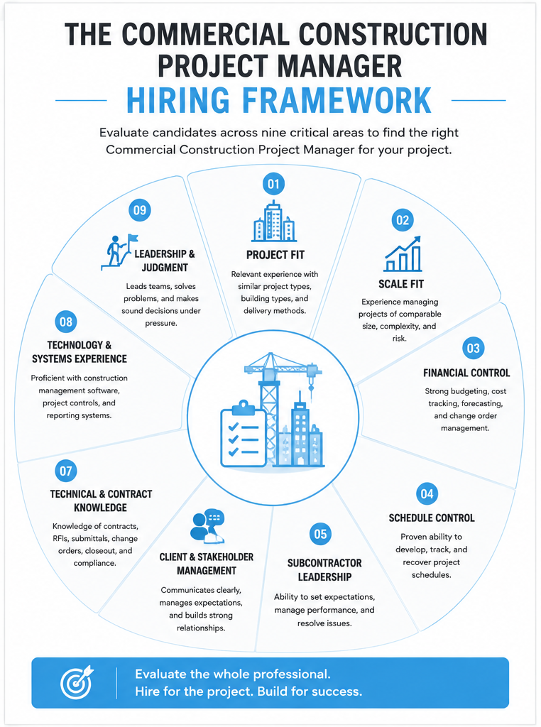 Commercial construction project manager hiring framework