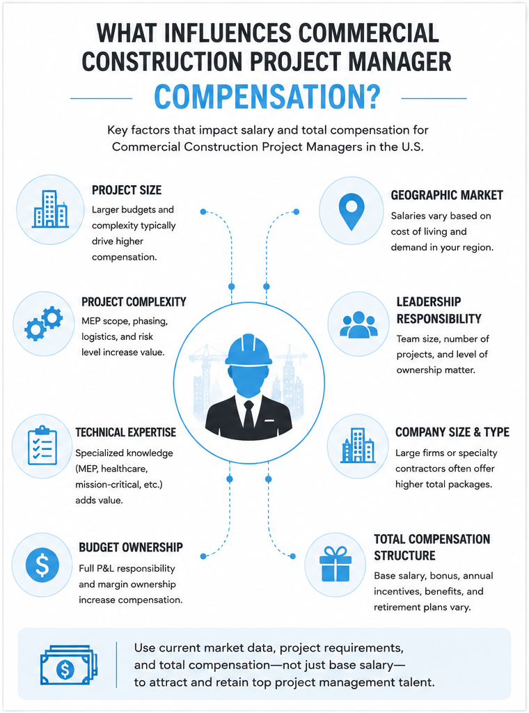 Factors influencing commercial construction project manager compensation